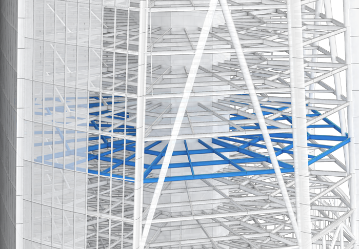 Parametric model of a freeform tower facade. The development steps in the parametric design proces of a skyscraper using digital CAD tools.